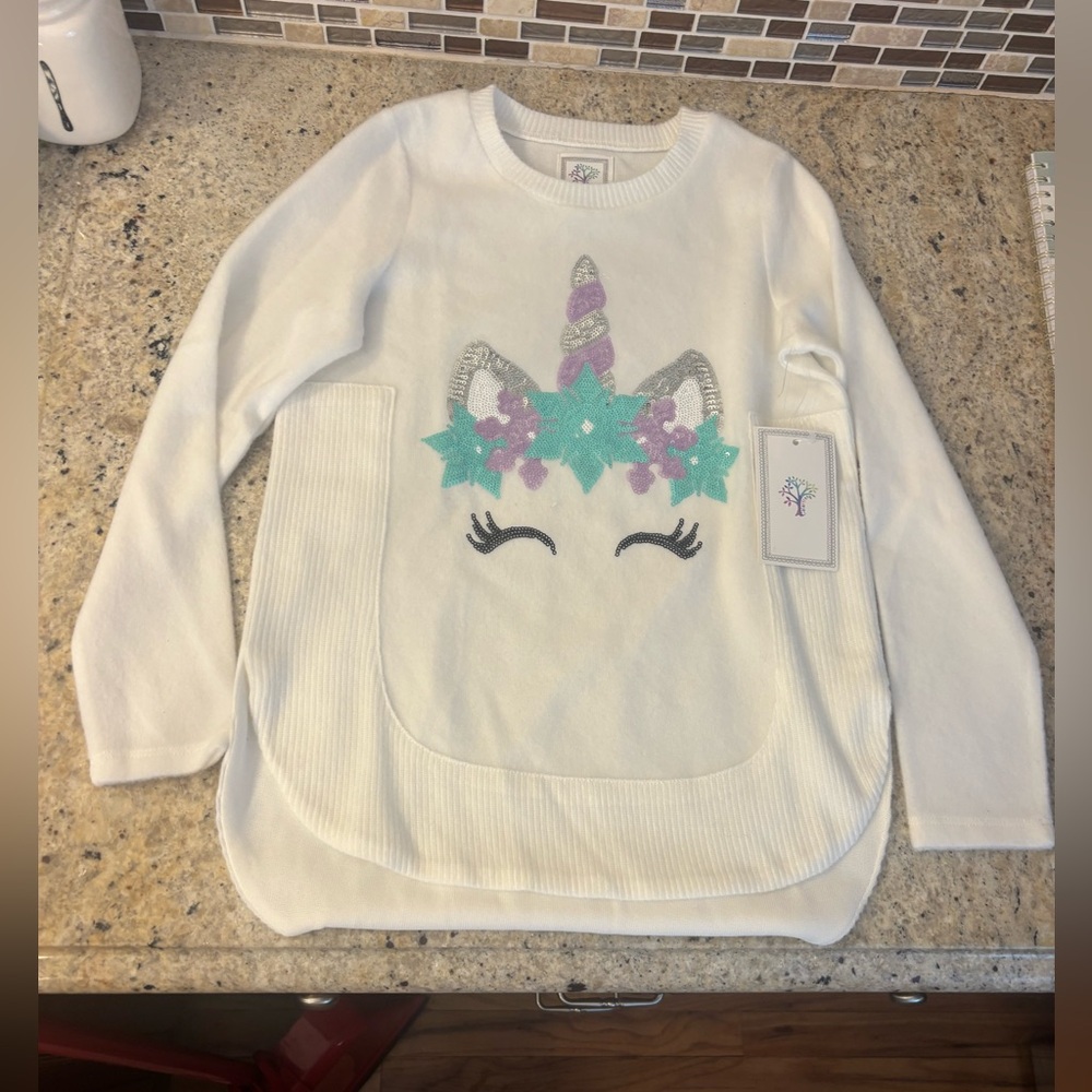 Charming White Unicorn Kids Sweater